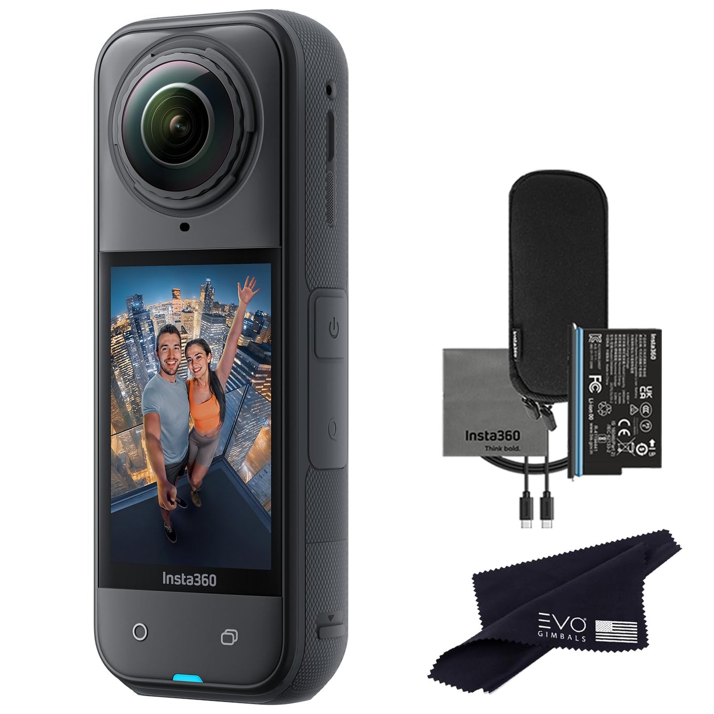 Insta360 X5 - Waterproof 360 Action Camera with 1/1.28" Sensors, 8K 360 HDR Video, 72MP Photo, 4K60fps Single-Lens, Enhanced Low Light Performance, User-Replaceable Upgraded Lenses, 2.5" Touchscreen