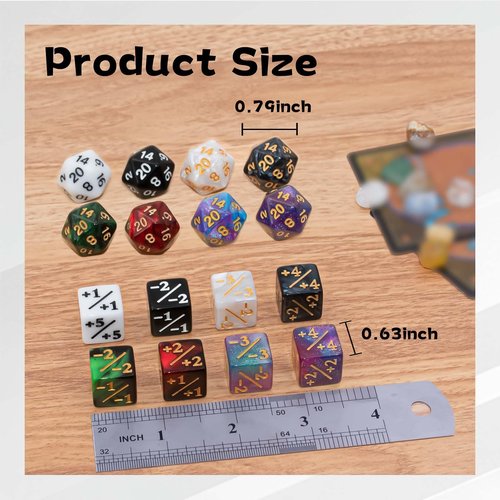 56 Pieces MTG Counter Dice Set in 8 Colors, 48 Pieces Magic The Gathering Life Counters Tokens Dice Set and 8 Pieces D20 for MTG, TCG, Cards Gaming Accessories