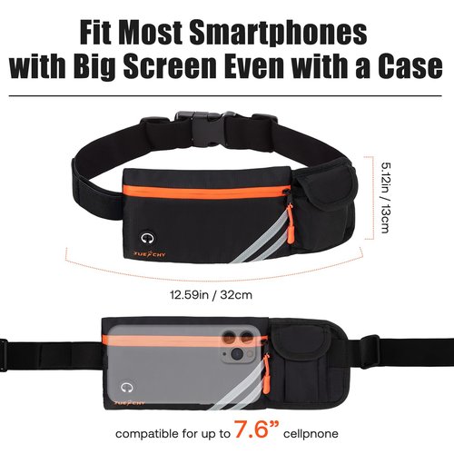 Running Belt with Water Bottle Holder: Detachable Bottle Pouch - Slim Running Belt - Large Capacity No Bounce for Walking(Bottles NOT Included)
