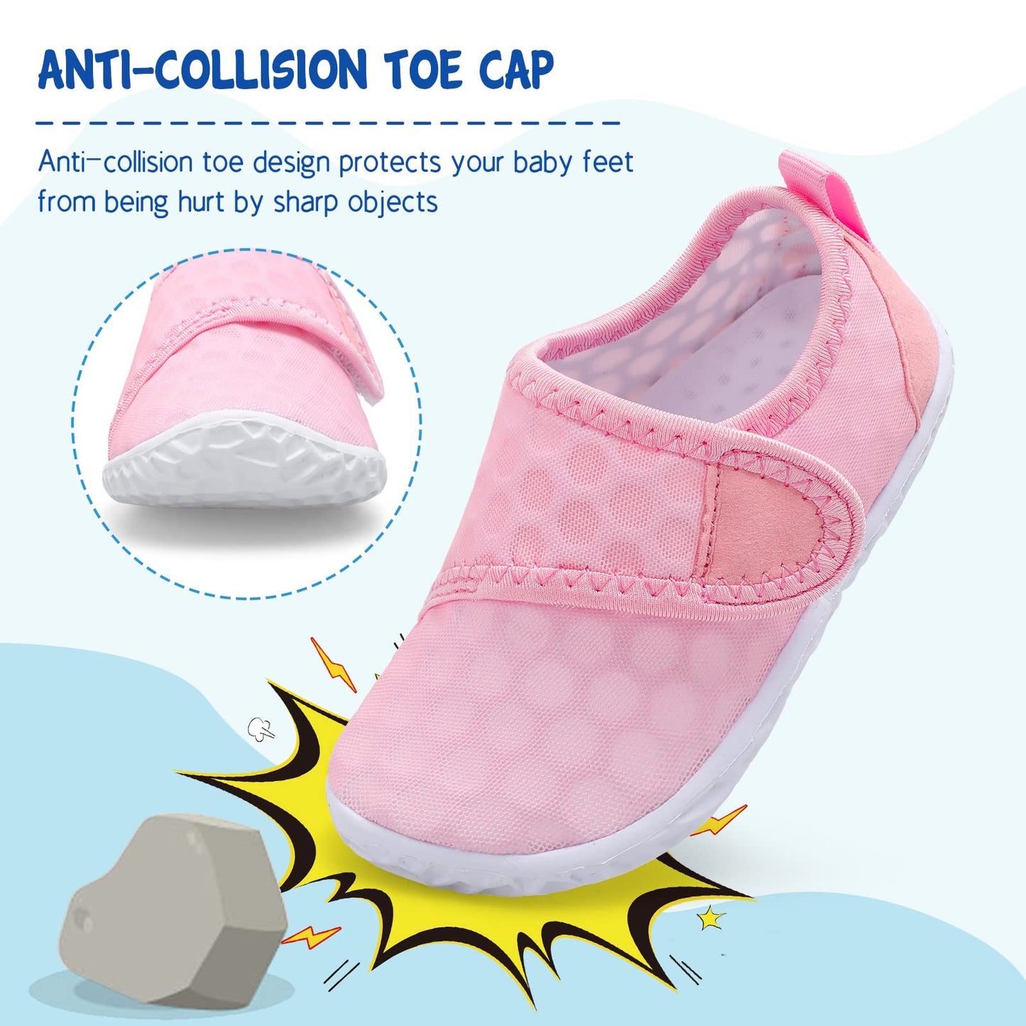 LeIsfIt Toddler Water Shoes Boys Girls Barefoot Aqua Socks Kids Breathable Quick-Dry Swim Shoes for Beach Pool Surf, Pink, 6 Toddler