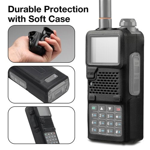 BAOFENG UV-5RM Plus 10W Ham Radio Handheld, Dual Band Two Way Radio Long Range, NOAA FM Airband Receiver, with Soft Case, Programming Cable, 2500mAh Battery USB-C Port, Chirp Compatible (2 Packs)