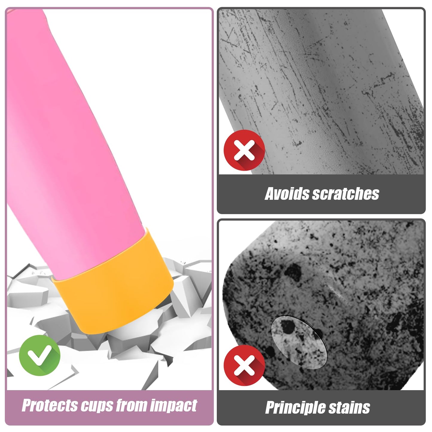 Mity rain 2PCS Protective Silicone Boots for Owala 30oz & 40oz FreeSip Sway Bottles & Tumblers - Accessories for owala, Enhances Stability & Prevents Scratches (Golden Yellow & Pastel Pink)