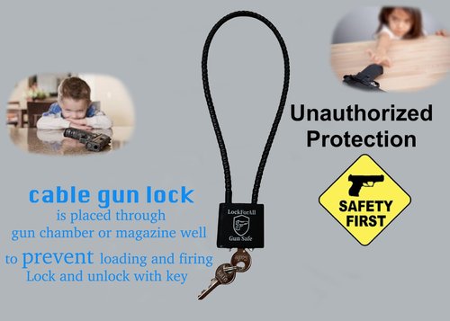 lockforall Cable Gun Locks with Keys Hunting Sports- Keyed Alike 15" Cable Gun Safe Lock CA DOJ Approved for Pistols, Handguns, Rifles, and Shotguns, Home, Storage Firearm Locking and Safety