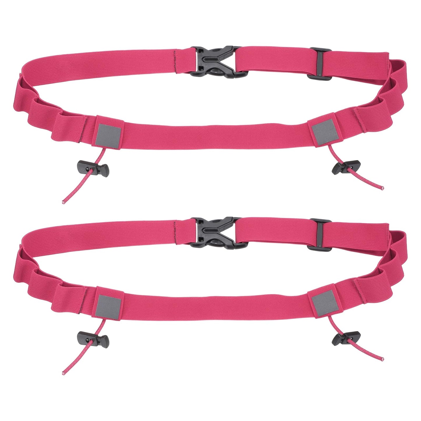 YELARXI Bib Belt, Race Belt Triathlon Running Number Holder Elastic Comfortable with 6 Gel Loops, Sport Race Bib Holder 2Pcs, Rose Red for Runners/Marathon/Cycling