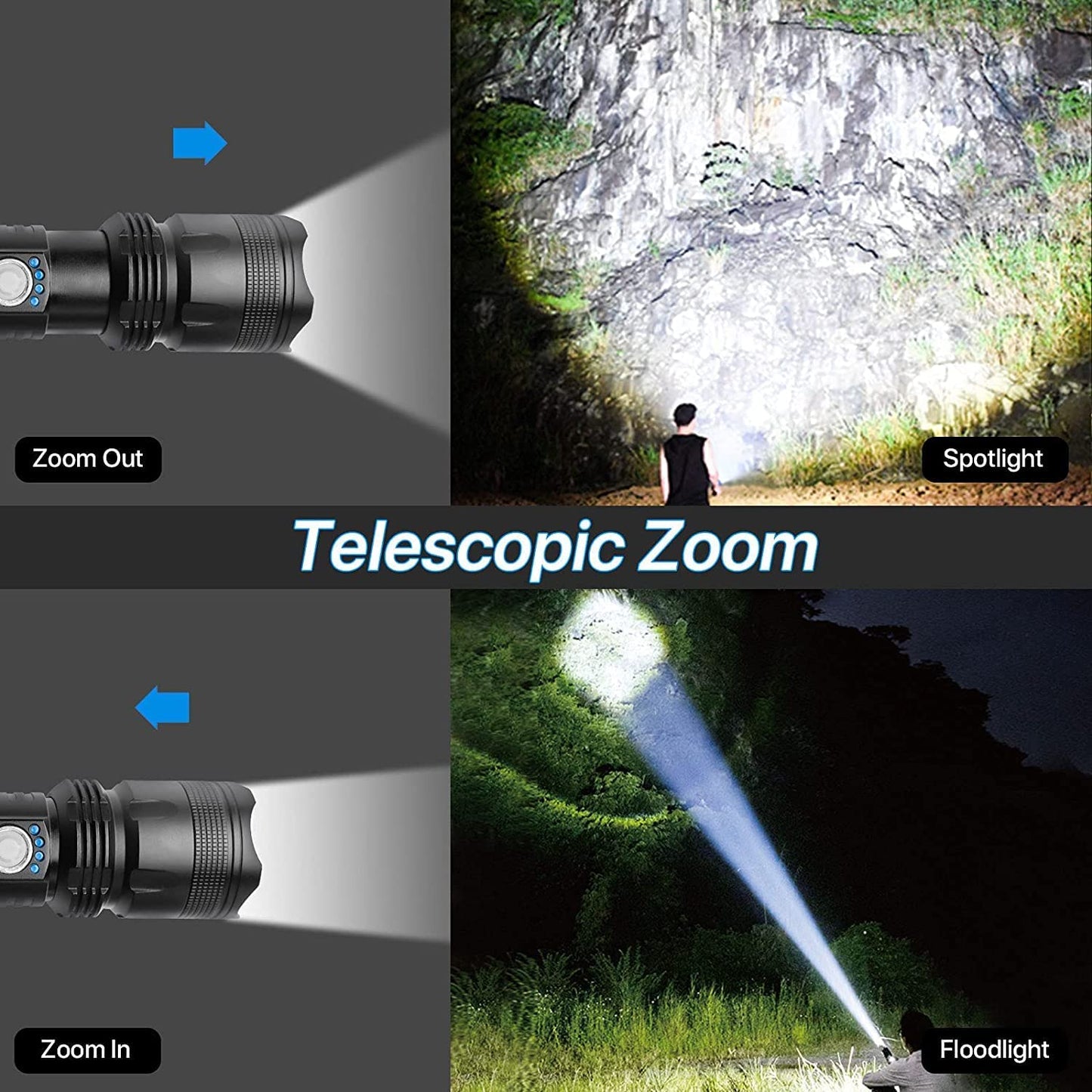 BERCOL Rechargeable Flashlights High Lumens, 90000 Lumens Super Bright LED Flash Light, 5 Modes, IPX5 Waterproof Handheld Flash Light for Home, Emergencies, Camping