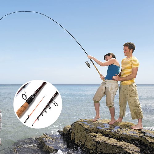 EOW XPEDITE Portable Telescopic Fishing Rods, Spinning & Casting, 24T Carbon Blanks & Solid Carbon Tip, Cork Handle, Travel Rod, Short Collapsible Rods (Rod - Spinning/Action Fast/Power M, 6')