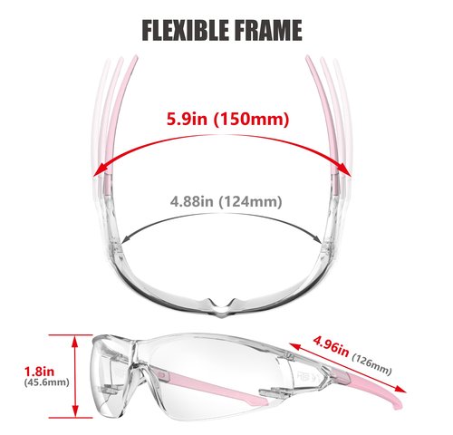 HTS HUNTERSKY S239 Protective Clear pink Small Safety Glasses women youth protecting eyes from wind dust proof night bike riding cycling running lab chemistry goggles
