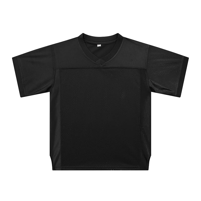 Unisex Black Medium Youth Football Jersey Mesh Athletic Shirt - Practice Sports Uniform