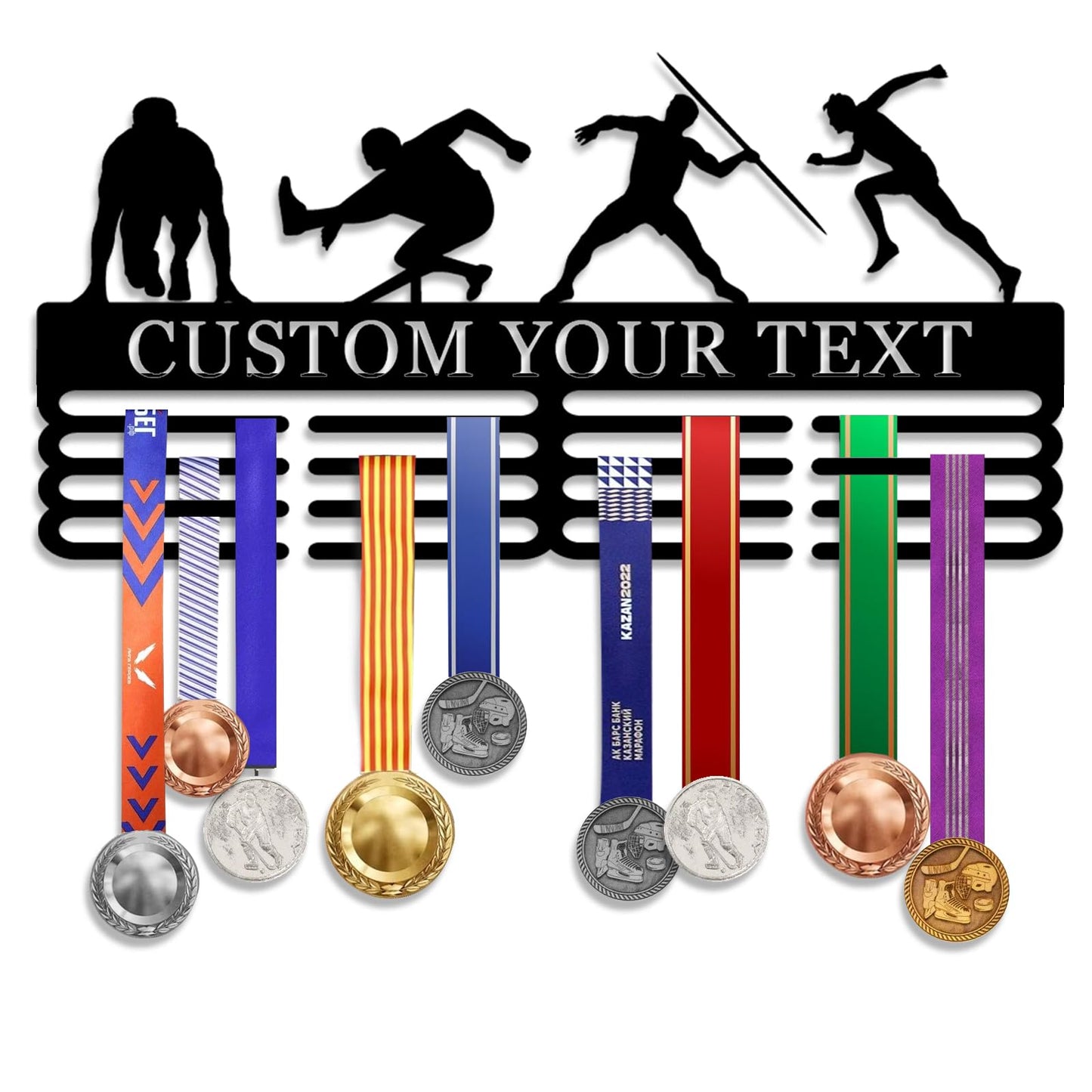Personalized Medal Hanger Holder Display Wall Rack Frame - Custom Sports Race Plaques Hanger for Wall Mount, Trophy Medal Display Shelf, Medal Display Hanger for Marathon, Karate, Running, Race