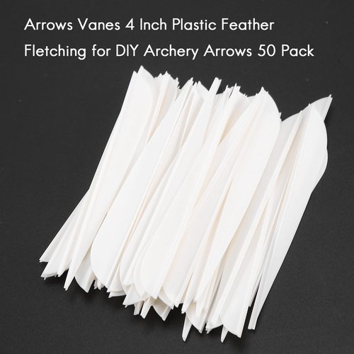 Arrows Vanes 4 Inch Plastic Fletching for DIY Archery 50 Pack(White)