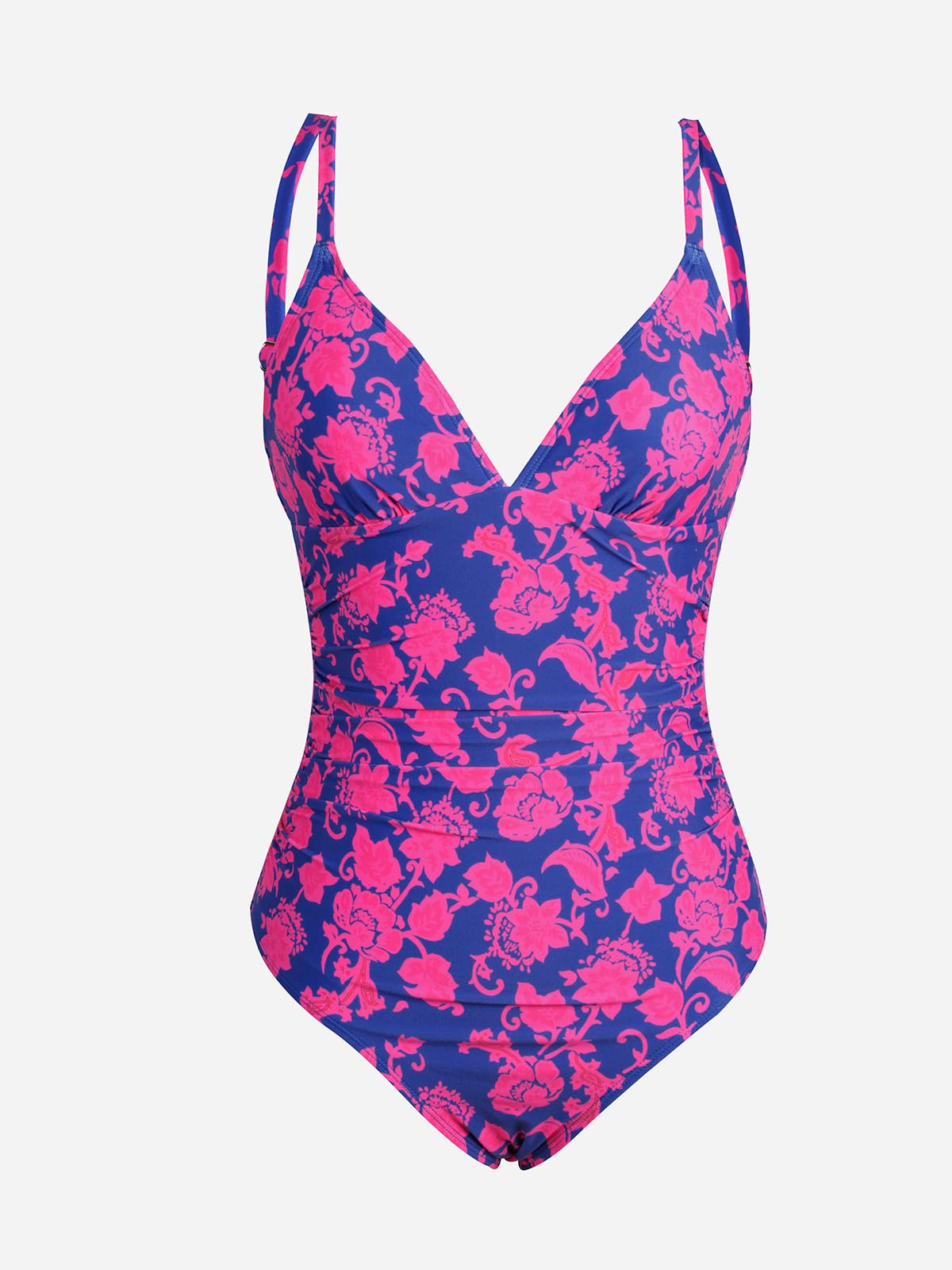CUPSHE Women's One Piece Swimsuit Tummy Control V Neck Ruched Bathing Suits, XL