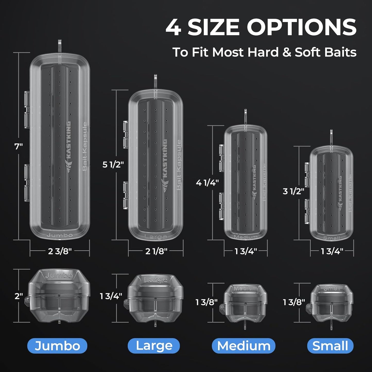 KastKing Bait Kapsule – Lure Cover with Vent Holes, Protects Hooks, Multiple Sizes (S, M, L, Jumbo,Drop Shot) - Multiple Attachments for Freshwater & Saltwater Fishing Gear. Patent Pending.