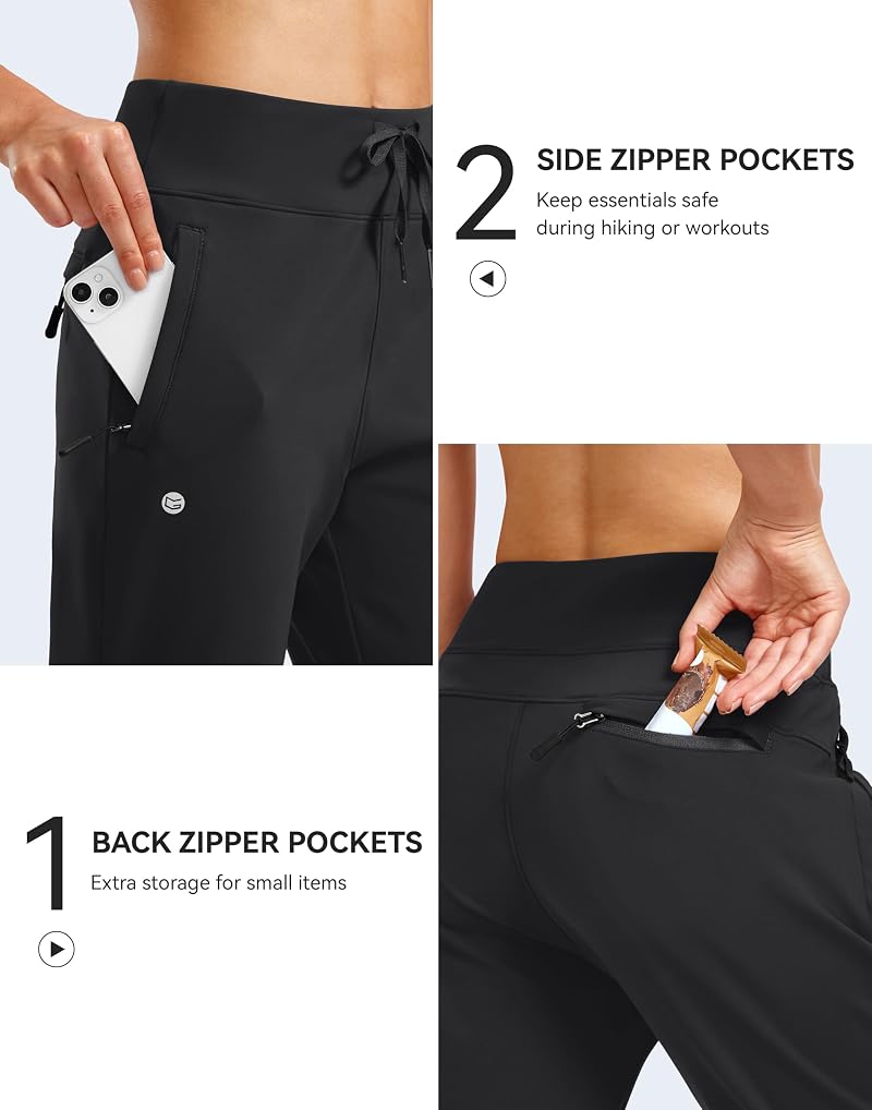 G Gradual Fleece Lined Water-Resistant Hiking Joggers, Black, Medium