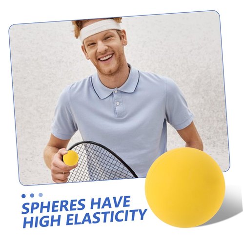 BESTonZON 4pcs High-Visibility Rubber Racket Balls for Beginner Training Practice Exceptional Elasticity Vibrant Yellow Hollow Core Design for Rebound Skill Development