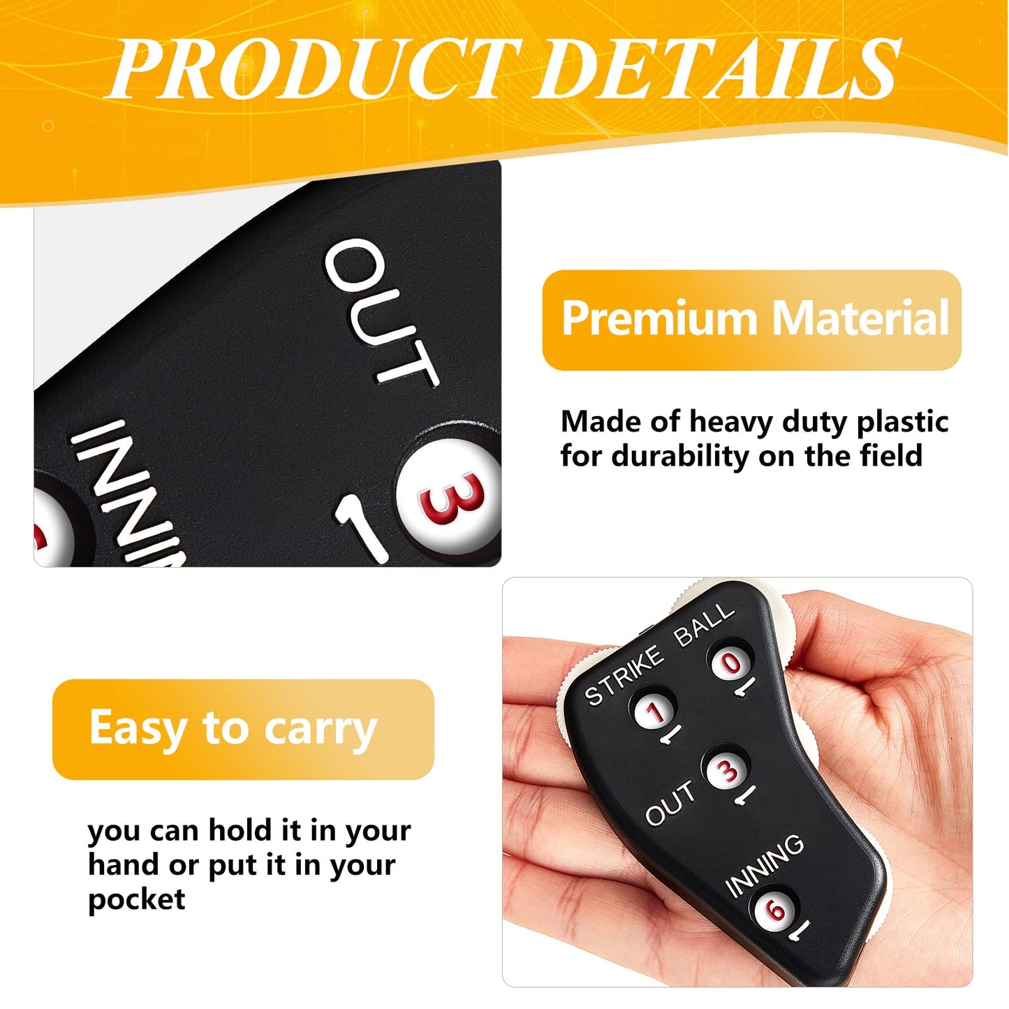 Deekin 4 Pieces 4 Wheel Baseball Umpire Clicker Black Indicator Gear Practical Baseball Counter Clicker for Scorekeeper Recording Outs Innings Balls Softball Referee Equipment (Black White)