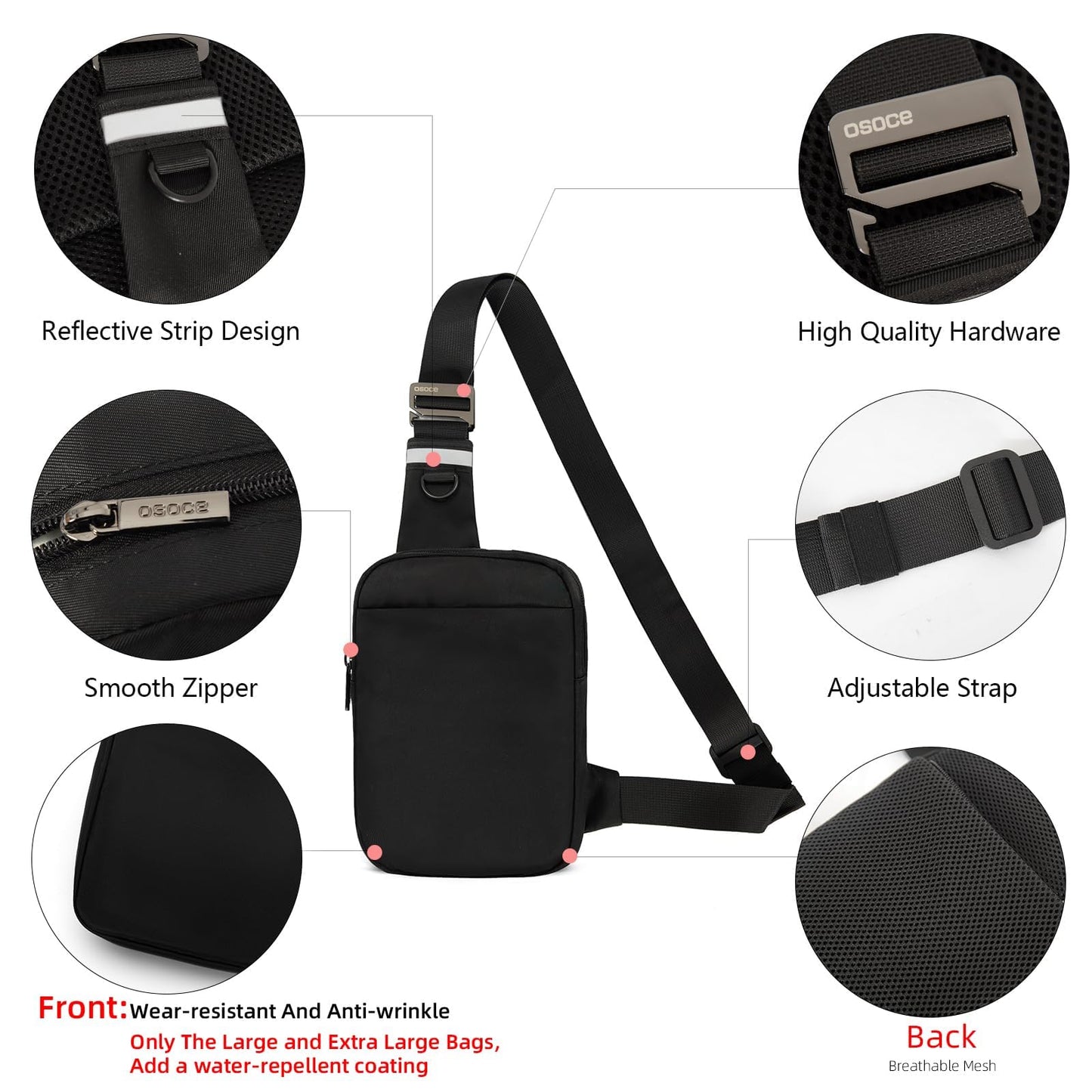OSOCE Sling Bag, RFID Anti-Theft Lightweight