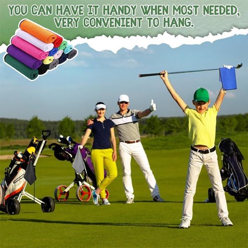 Golf Towel Golf Bag Accessories: 4 Pack Microfiber Waffle Pattern Tri-fold Golf Towels for Golf Bags Cart with Carabiner Clip to Cleaning Golf Club Ball - Golf Cleaner for Women Men Golf Sports Gifts
