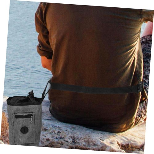 HEMOTON Climbing Chalk Bag with Zippered Pocket Anti-Slip Lightweight Waist Pouch for Rock Climbing Mountaineering Fitness Activities Stylish Gray Design