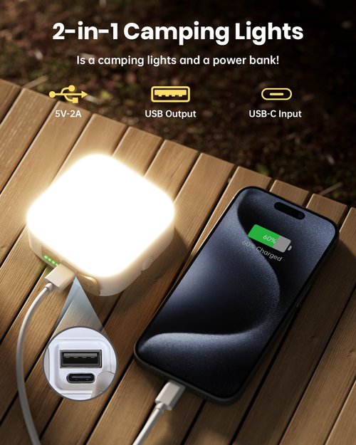 Eventek 2Packs LED Camping Lantern, Rechargeable Camping Lights Up to 144 Hours & 4 Light Modes, Portable IP65 Waterproof Magnetic Camping Essentials for Tent, Power Outages Emergency