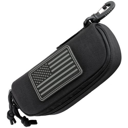 WYNEX Tactical Molle Glasses Pouch, Shockproof Eyeglass Case, Sunglass Case Hard Shell with Patch, Universal Protects Glasses