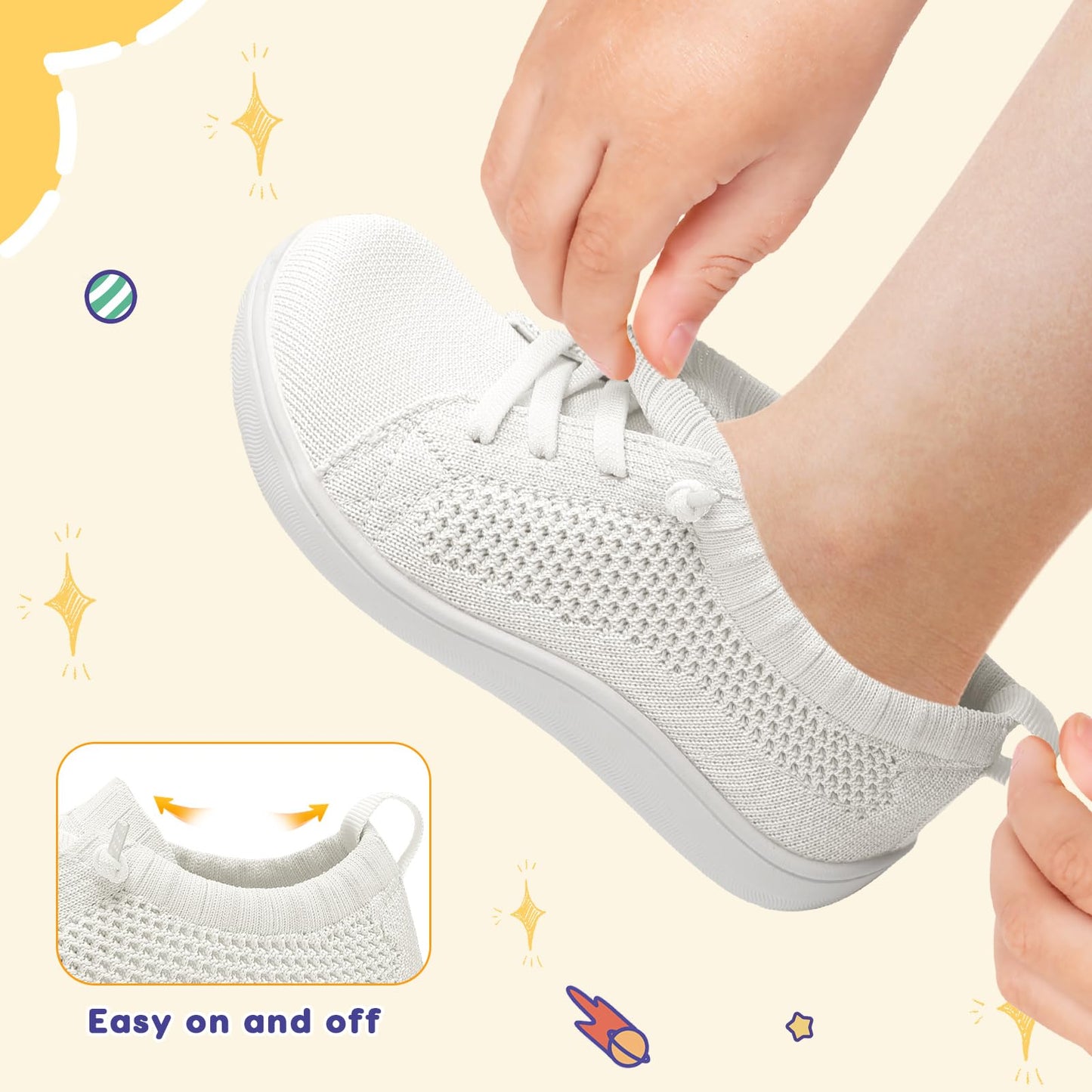 LeIsfIt Toddler Shoes Boys Girls Wide Barefoot Sneakers Kids Zero Drop Minimalist Sneakers Slip on Tennis Shoes White 7 Toddler