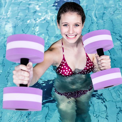 SEWACC Aquatic Exercise Dumbbells 2Pcs Water Dumbells Foam Water Weights Aquatic Fitness Equipment for Water Aerobics (Purple)