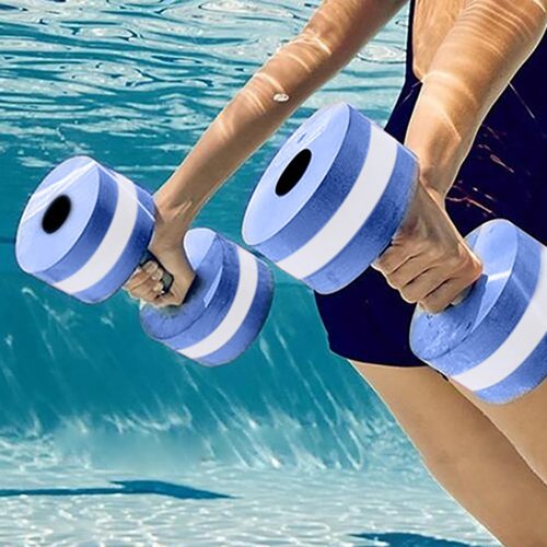UDIYO Exercise Dumbbells, Fitness Barbells, High-Density EVA-Foam Dumbbell Set, Non-Slip Solid Colorfast Pool Weights Dumbbells for Water Aerobics Weight Loss, Pool Fitness, Water Exercise Blue