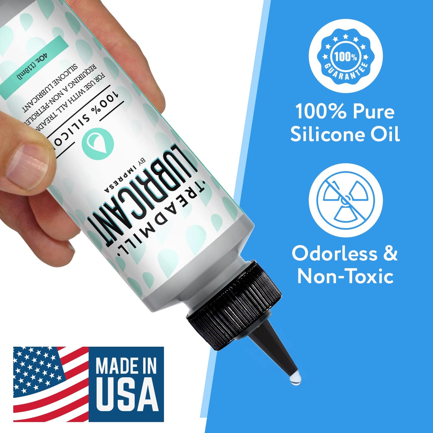 IMPRESA Silicone Treadmill Belt Lubricant - 2 Pack, 4 Fl Oz - Twist-Top Application for Liquid Silicone Lubricant - Noise Reduction for Treadmill Maintenance