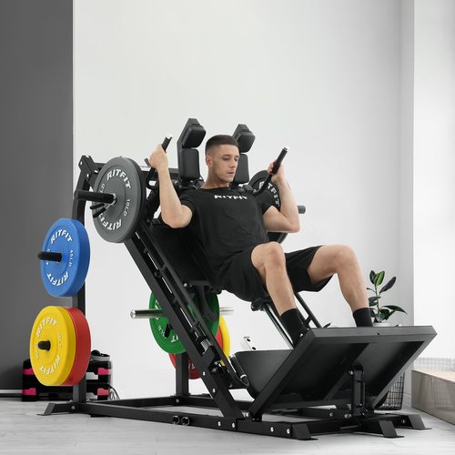 RitFit Gazelle Pro 3 in 1 Leg Press and Hack Squat Machine - High-Tensile Steel Leg Press Machine, 2000 lbs Capacity, Adjustable Angles, Hack Squat Machine with Weight Storage, Black (Black)