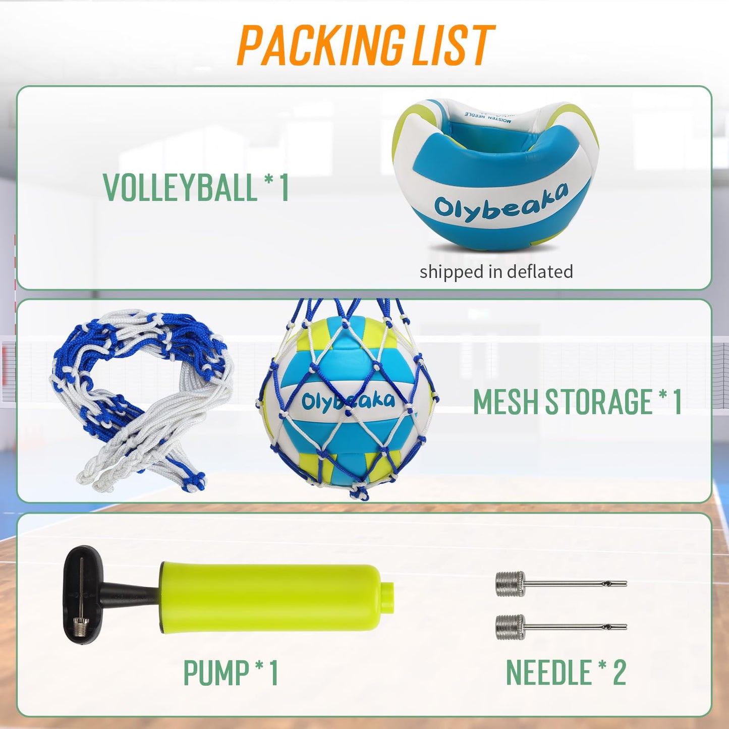 Olybeaka Official Size 5 PU Volleyball with Soft Touch for Indoor Outdoor, Waterproof & Durable Volleyball for Beach Park Games Gym Practice with Pump and Heavy Duty Mesh Bag