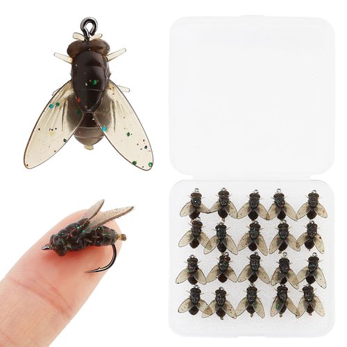 OriGlam 20pcs Fly Fishing Flies Kit, Dry Wet Flies for Fly Fishing, Trout Bait Lures Hook Kit for Trout Bass Salmon Panfish