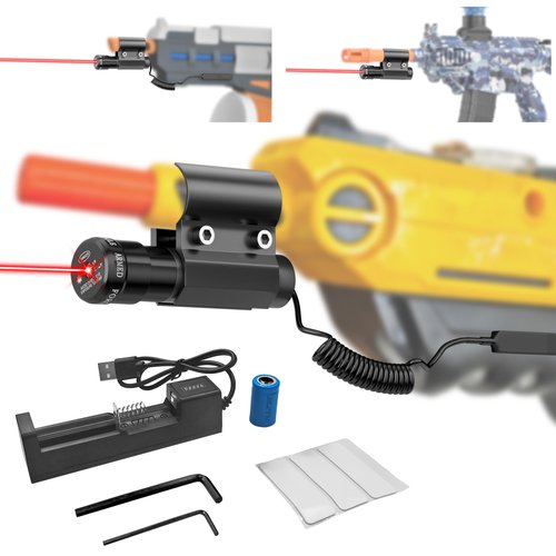 SZWRSKJ Rechargeable Slat Gun Laser Sight Compatible with Gel Ball Blasters, Beam Scope fit for Splat SRB1200 OR SRB400, Salt Bug Gun with Charger, Airsoft BB Pump Rifle Add-On Accessories