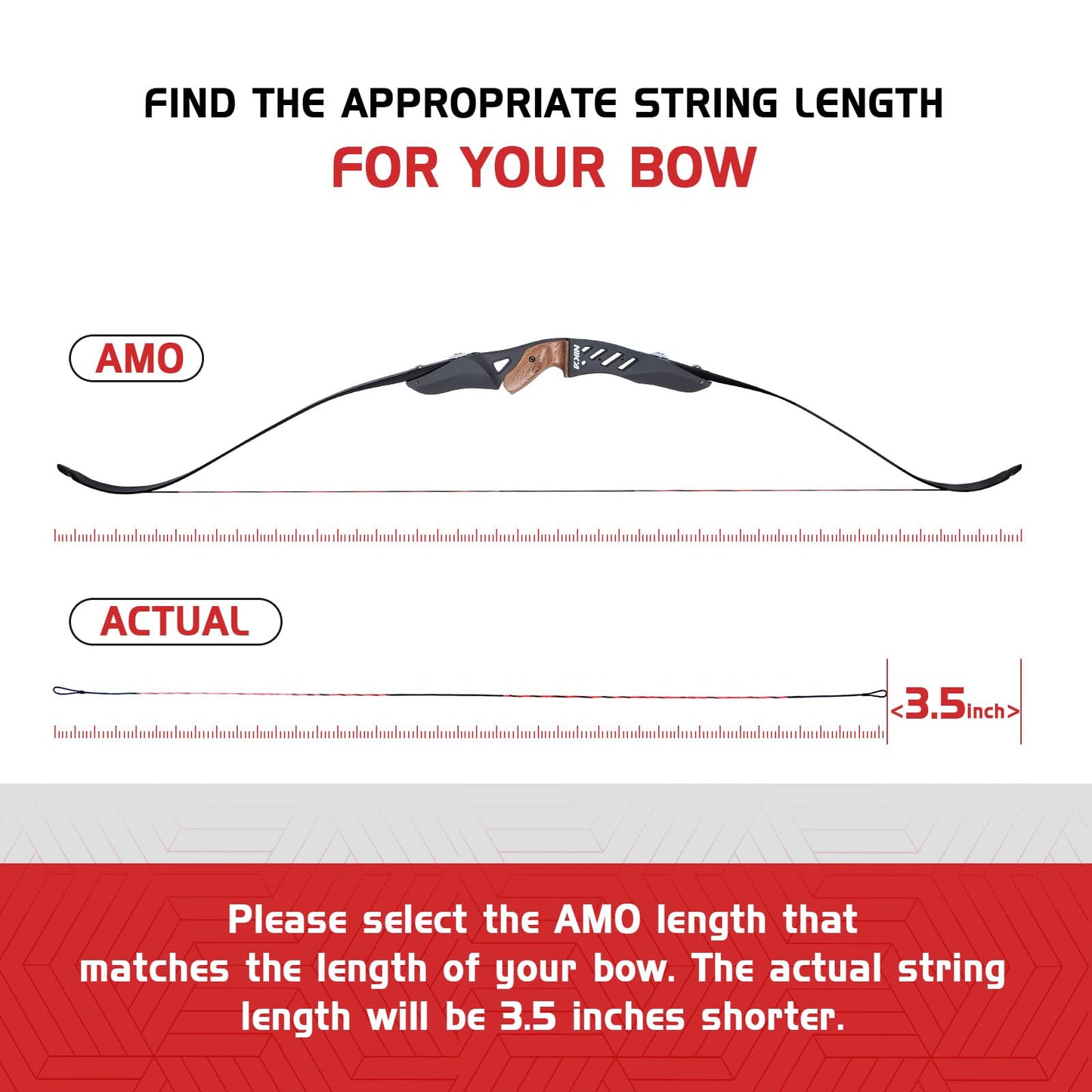 ELONG OUTDOOR Archery Recurve Bow String for Recurve Long Bows, Bowstring Traditional Bow Replacement, AMO 56 to 62 inch -12-14-16 Strands, W/2 Brass Nocks