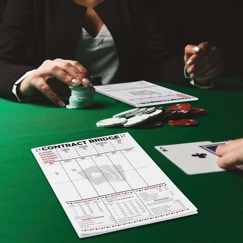 party greeting 150 Sheets Contract Bridge Score Pad and Tallies Contract Bridge Score Notepad Canasta Score Pads Print with Trick Rubber Bridge Party Bridge Playing Cards Large Print Game Scoring Card