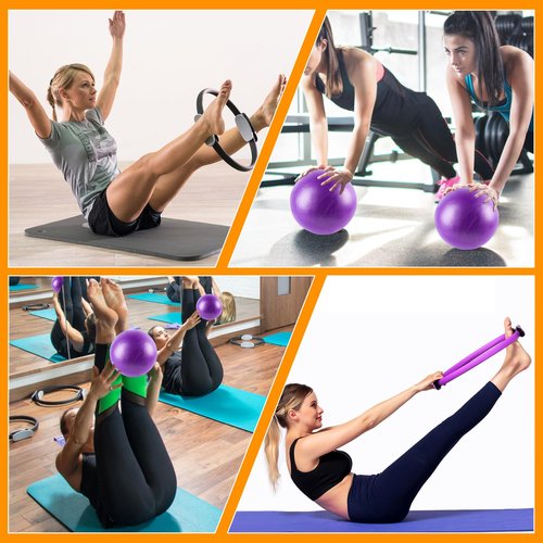 Pilates Ring Set – Home Pilates Equipment for Women Kit with Magic Circle Pilates Ring and Ball Set, Resistance Bands & Massage Balls & Exercise Bands for Toning，Flexibility & Core Strength