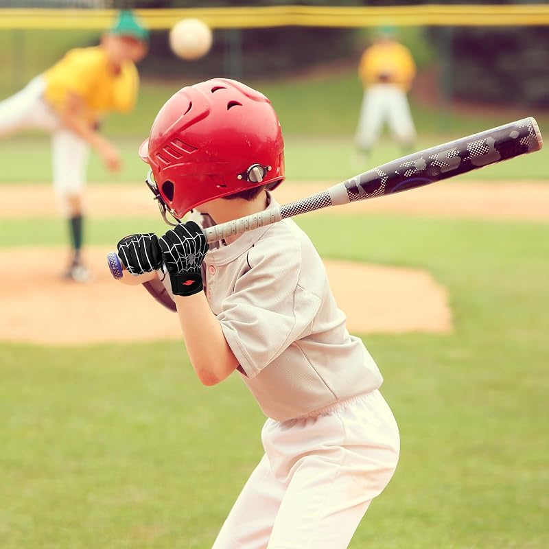 Youth Baseball & Softball Batting Gloves for Kids with Super Grip Fit - Spider Black/Youth M/L (6in-6.5in)