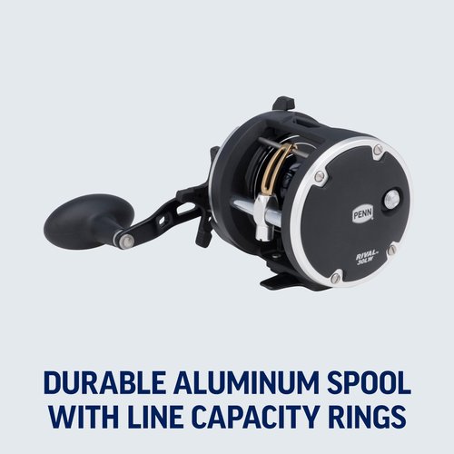 PENN Rival Level Wind Conventional Boat Fishing Reel, HT-100 Star Drag, Max of 15lb | 6.8kg, Forged and Machined Aluminum Spool,Black