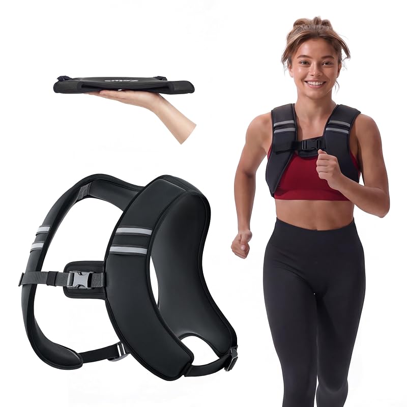 Weighted Vest 5/10/15 lb for Women & Men – Z-Fit Comfort, Washable, Black + 10 lb