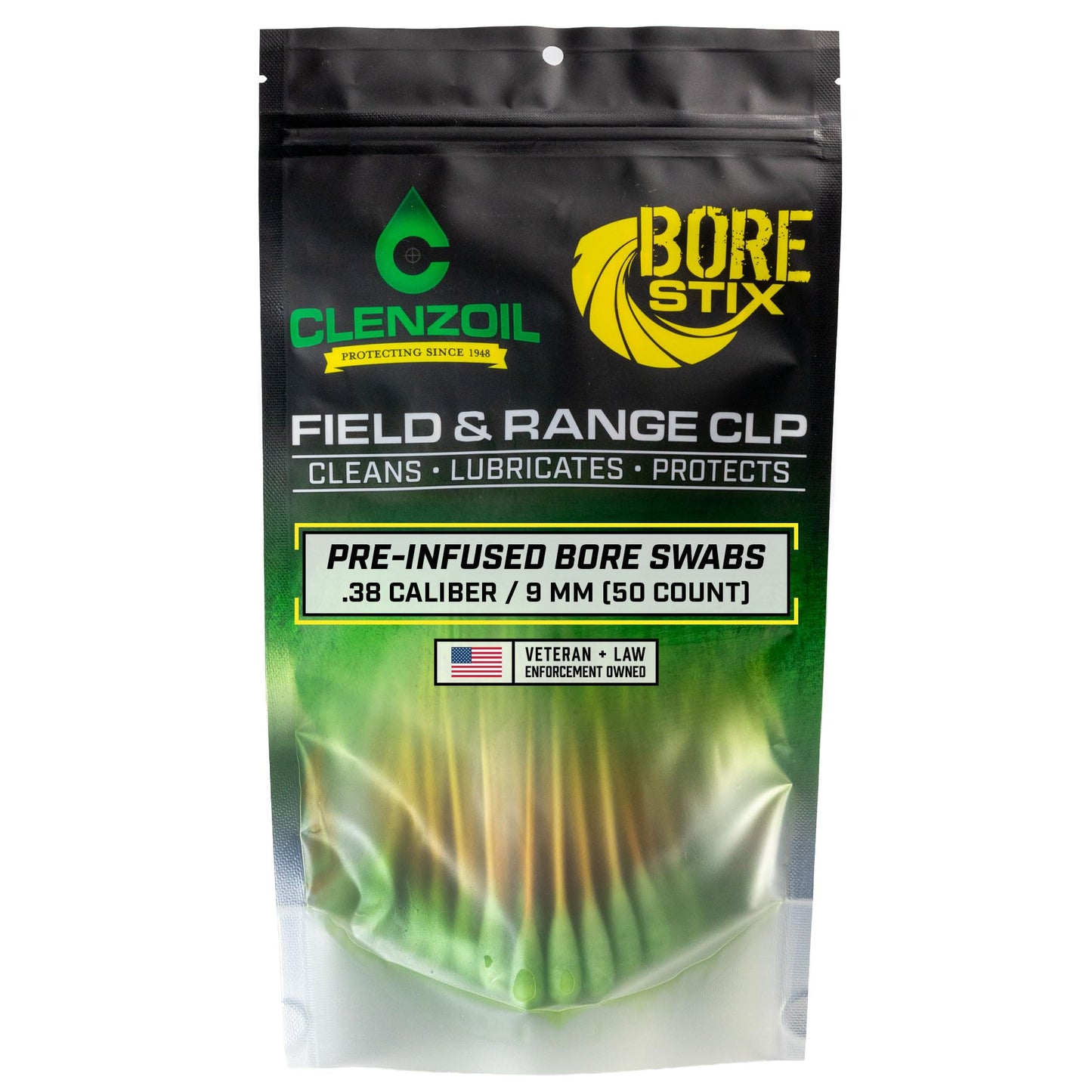 Clenzoil Field & Range Bore Stix | Pre-Saturated Gun Cleaning Cotton Swabs | Caliber Specific Gun Barrel Swabs for Pistols 22 Cal, 9mm, 40 Cal, 45 Cal .38 Caliber - 9 MM