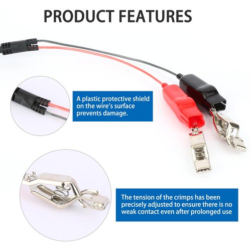 Electric Fishing Reel Power Cord - 10Ft Battery Connection Cable Fits for Daiwa Tanacom 1000 750 500, Seaborg 500MJ, Shimano, BeastMaster, Leobritz, ForceMaster