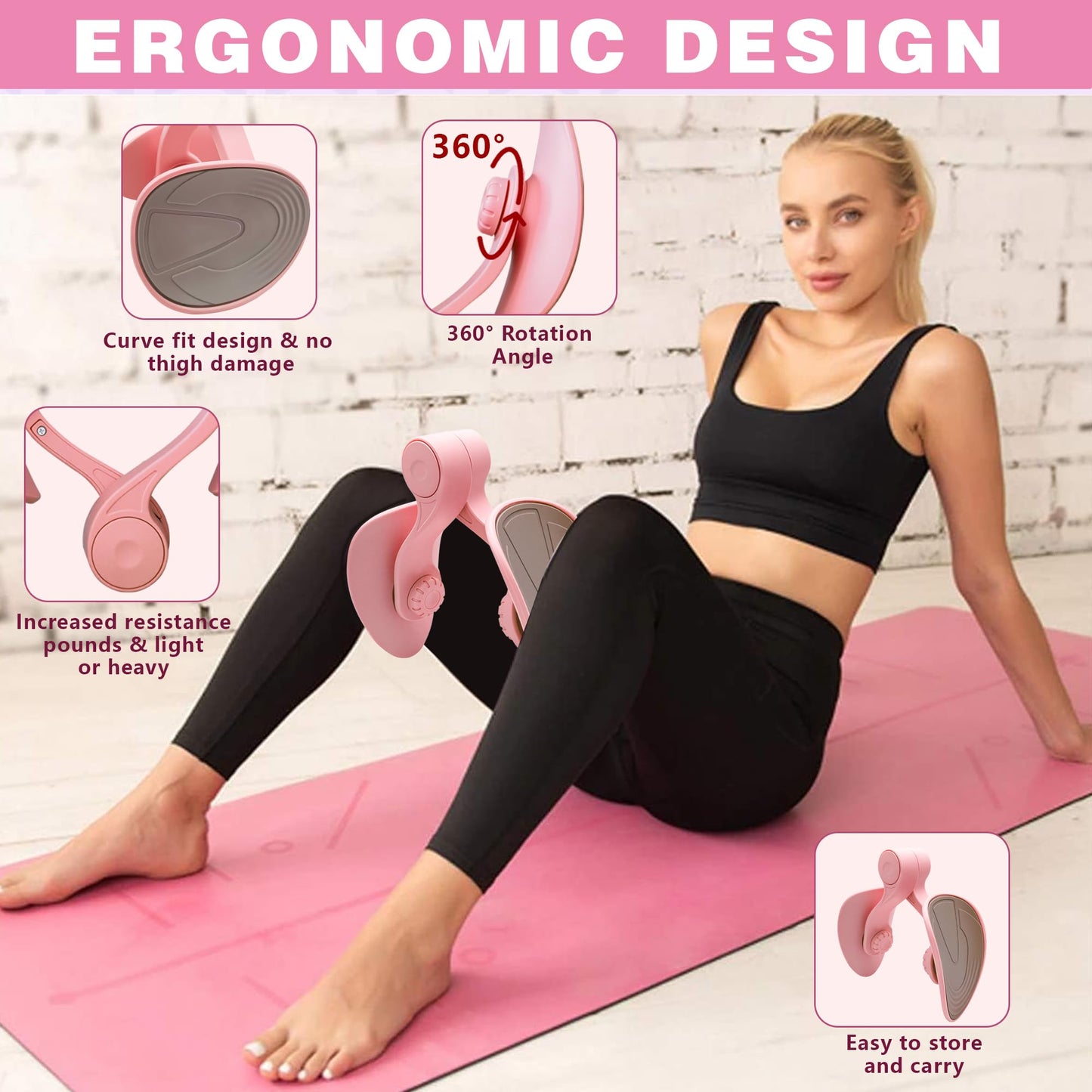 Inner Thigh Exerciser Thigh Trainer Kegel Exerciser, Pelvic Floor Muscle Trainer with Resistance Band -Inner Thigh & Hip Exercise Equipment for Women and Men - Postpartum Rehabilitation Home Workout