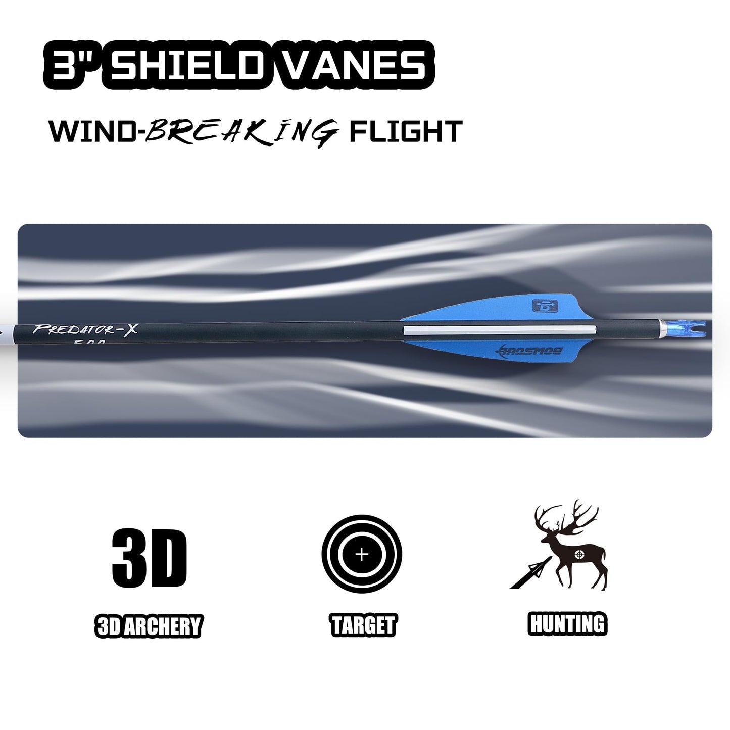 BOWSOUL 31Inch Carbon Arrows for Target Practice Hunting Arrow with Removable Tips for Compound & Recurve Bow(Pack of 12) (Blue White)