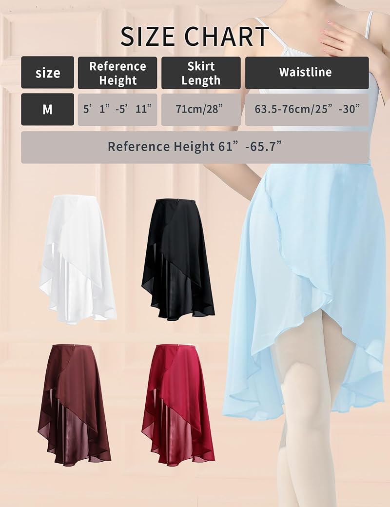 DanceDaily Women Semi-Sheer Dance Skirt Irregular Wrap - Black, One Size