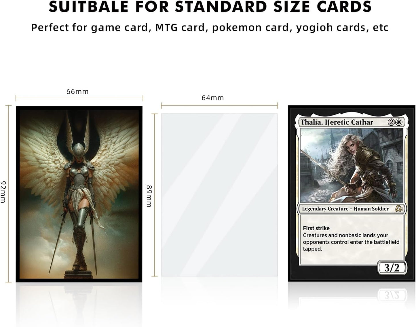 100 MTG Card Sleeves with 100 Inner Sleeves, Textured Back Art Sleeve, Fit Standard Size Cards - Angel