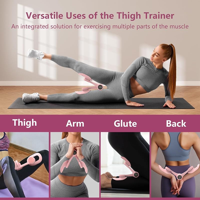 Thigh Trainer with LED Display - Pelvic Floor & Inner Thigh Exerciser (Pink) - 20lb Band