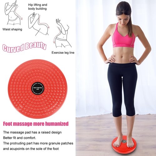H H&J HUAJIAN Waist Whisper Disc,Body Twister Waist Twister Body Shaping Rotating Board for Women's Twisting Sports Equipment Aerobic Exercise Foot Massage (Red)