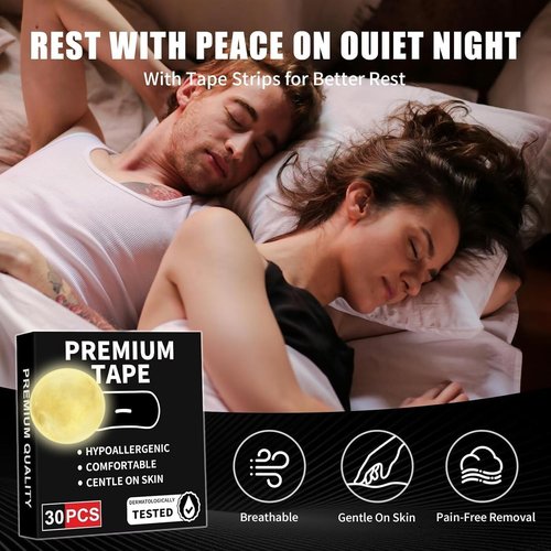 Black Premium 𝐌𝐨𝐮𝐭𝐡 Tape 30 Pack for Women & Men,Gentle On Skin G8