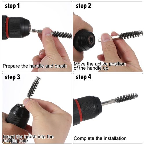 Nogeqi 4 Pack Golf Club Hosel Brush, Stainless Steel Wire Brush Cleaning Tool with Hex Shank Handle for Wood and Iron Golf Clubs, Compatible with Electric Drill