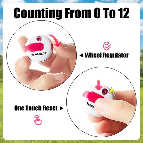 Fiada 1.2 Inch Golf Score Counter for Women Mini Golf Stroke Counter Scoring Keeper up to 12 Shot to Scorekeeper Glove in(Black, White, Blue)