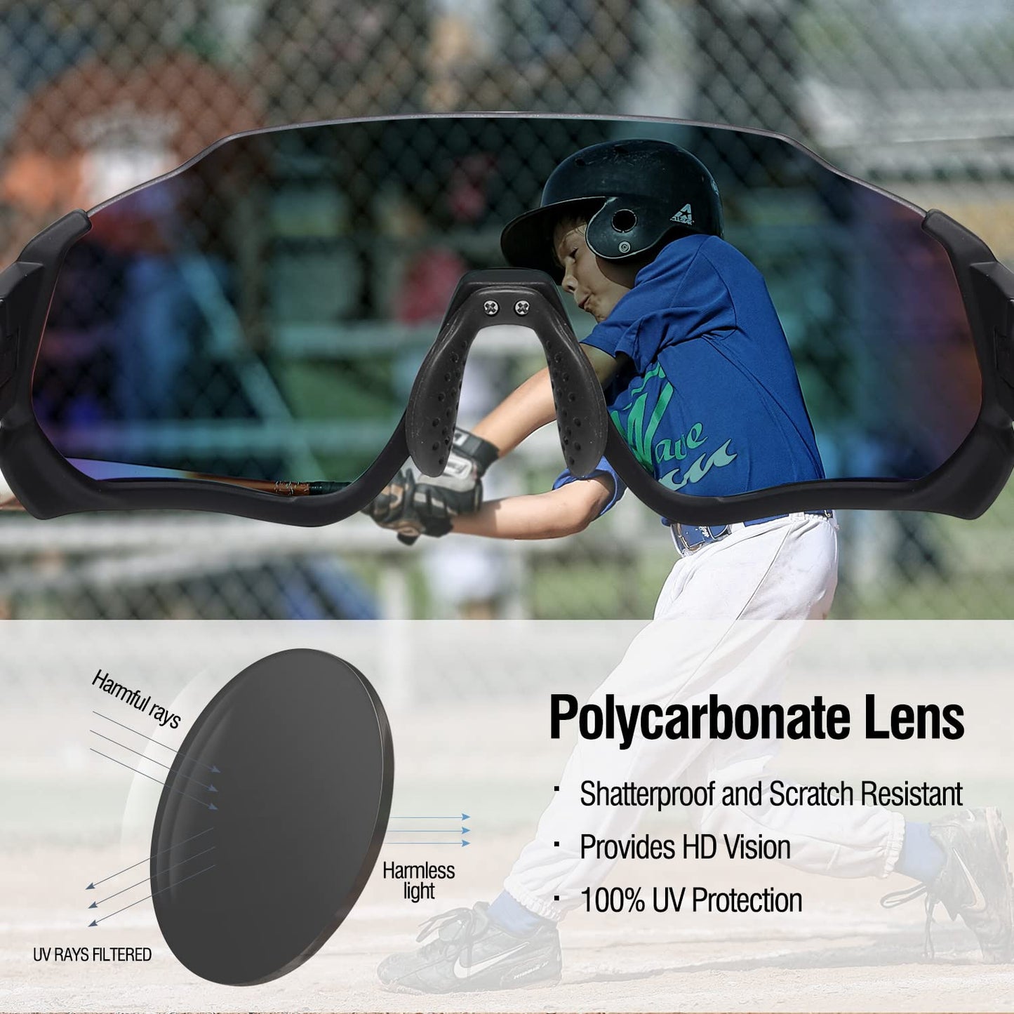 DUCO 4 Lenses Kids Sunglasses Polarized Youth Baseball Sun Glasses Sports Teens Cycling Shades Boys Girls DK280